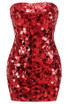 Strapless Big Sequin Dress Red