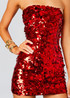 Strapless Big Sequin Dress Red