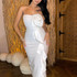 Strapless Embellished Ruffle Maxi Dress White