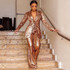 Long Sleeve Sequin Suit Gold