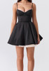 Lace Trim Bustier A Line Dress Black