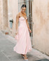 Strapless Bustier A Line Midi Dress Pink