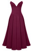 Strapless Bustier A Line Midi Dress Burgundy