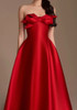 Strapless Bow Detail A Line Midi Dress Red