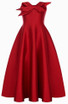 Strapless Bow Detail A Line Midi Dress Red