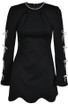 Long Sleeve Crystal Bow Dress Black