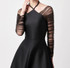 Halter Ruched Long Sleeve A Line Midi Dress Black