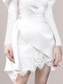 Puff Long Sleeve Lace Draped Dress White