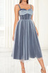 Sparkly A Line Midi Dress Blue