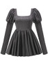 Puff Long Sleeve Crystal Corset A Line Dress Black