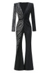 Long Sleeves Crystal Jumpsuit Black