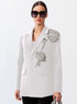 Long Sleeve Floral Detail Blazer White