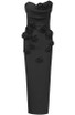 Strapless Floral Corset Maxi Dress Black