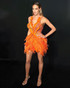 Feather Sequin Dress Orange