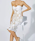 Floral Strapless Bustier Midi Dress White