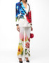 Long Sleeve Floral Suit White Blue Red