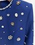 Long Sleeve Crystal Pearl Maxi Dress Blue