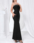 One Shoulder Pearl Trim Maxi Dress Black