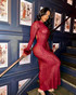 Long Sleeve Backless Maxi Dress Burgundy