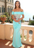 Floral Bardot Crystal Starfish Maxi Dress Turquoise