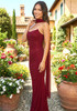 Strapless Draped Two Piece Maxi Dress Burgundy