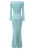 Long Sleeve Draped Bustier Maxi Dress Mint