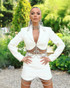 Long Sleeve Crystal Detail Two Piece Dress White
