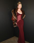 Mesh Insert Maxi Dress Burgundy