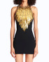 Halter Embellished Dress Black Gold