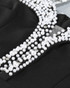 Long Sleeve Halter Sequin Pearl Maxi Dress Black