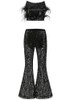 Strapless Feather Sequin Two Piece Jumpsuit Black