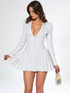 Long Sleeve Pleated Blazer Dress White
