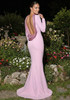 Long Sleeve Backless Crystal Flower Maxi Dress Lavender