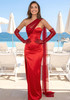 Strapless Bustier Maxi Dress Red