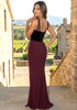 Velvet Bustier Draped Maxi Dress Brown