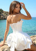 Strapless Floral Bow Corset Two Piece Dress White