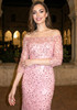 Sequin Bardot Maxi Dress Pink