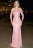Sequin Bardot Maxi Dress Pink