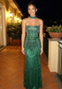 Strapless Embellished Choker Maxi Dress Green