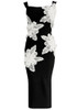 Floral Lace Midi Dress Black White