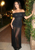 Bardot Ruched Maxi Dress Black