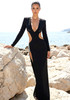 Long Sleeve Side Cut Out Maxi Dress Black