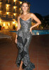 Strapless Sequin Ruffle Maxi Dress Silver