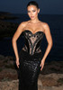Strapless Lace Sequin Maxi Dress Black