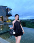 Halter Ruffle Dress Black