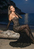 Strapless Lace Bustier Corset Maxi Dress Black