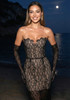 Strapless Lace Bustier Corset Maxi Dress Black