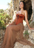 Strapless Corset Draped Maxi Dress Brown