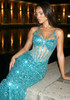 Crystal Sequin Corset Maxi Dress Turquoise