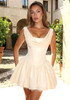Draped Corset A Line Dress Ivory